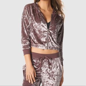 NWOT Velour Crop Hoodie